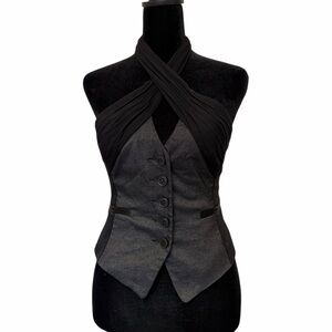 Bebe Chic Black and Gray Halter Vest XS
